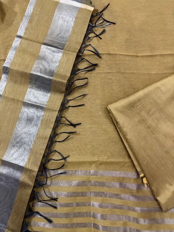 Mustard_Yellow_Cotton_Chanderi_Unstitched_Kurta_Set_For_Women