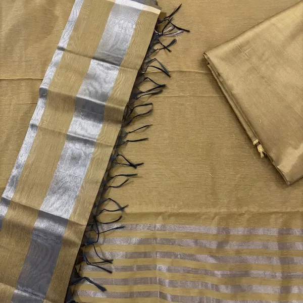 Mustard_Yellow_Cotton_Chanderi_Unstitched_Kurta_Set_For_Women