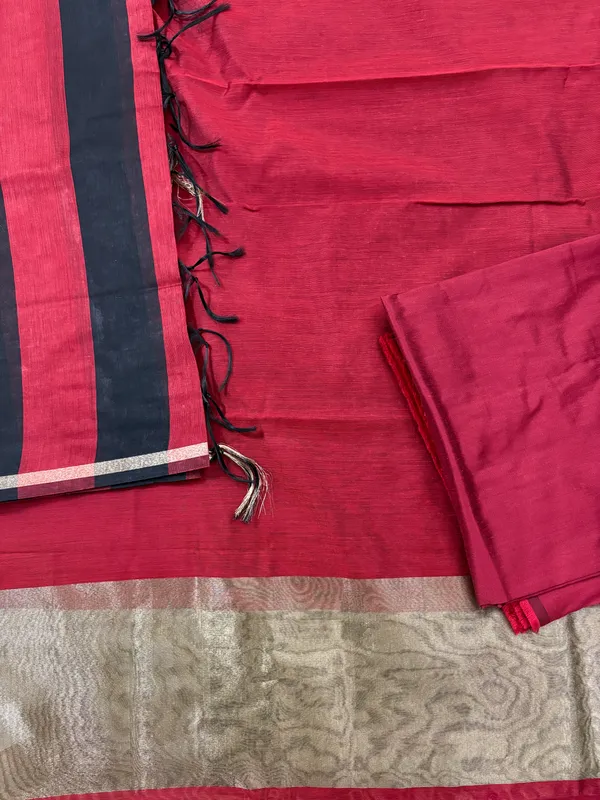 Maroon_Red_Cotton_Chanderi_Unstitched_Kurta_Set_For_Women