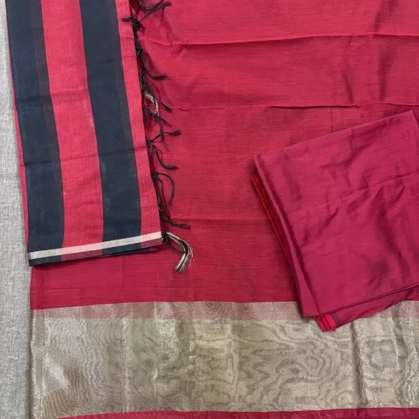 Maroon_Red_Cotton_Chanderi_Unstitched_Kurta_Set_For_Women