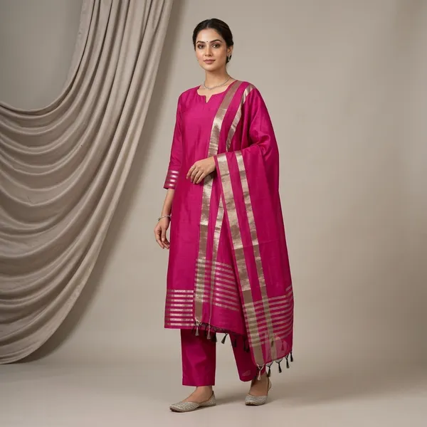 Pink_Cotton_Chanderi_Unstitched_Kurta_Set_For_Women