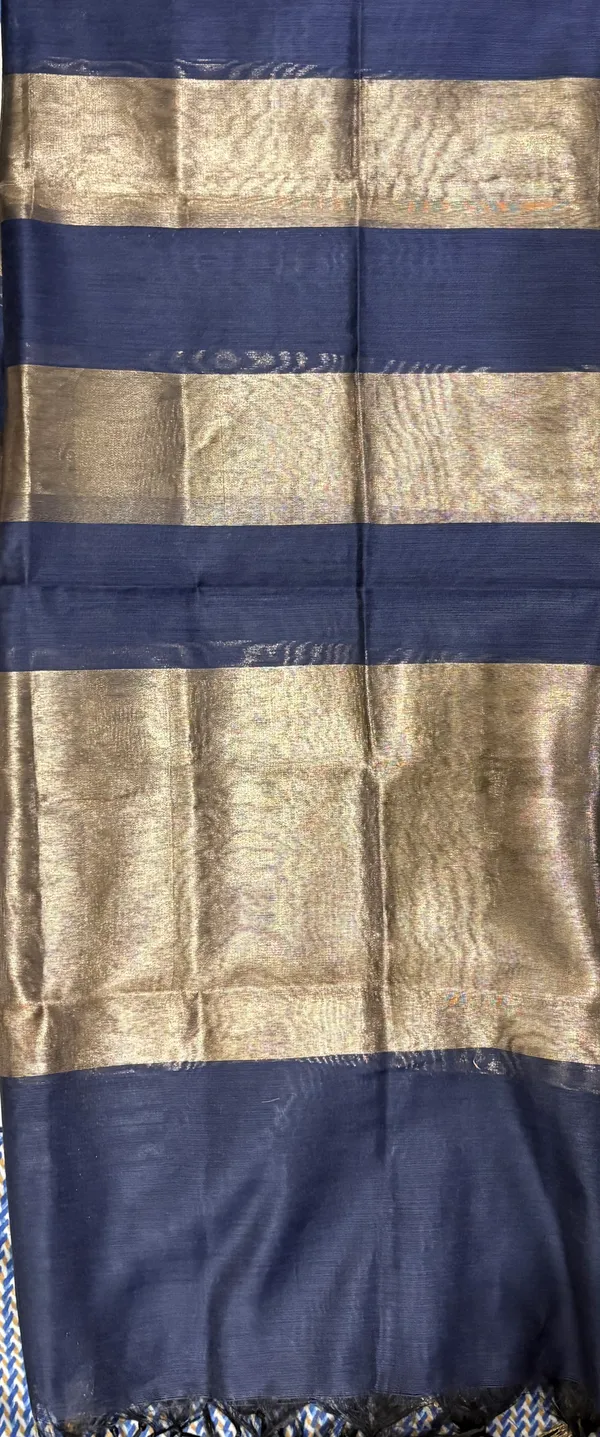 Navy_Blue_Cotton_Chanderi_Unstitched_Kurta_Set_For_Women