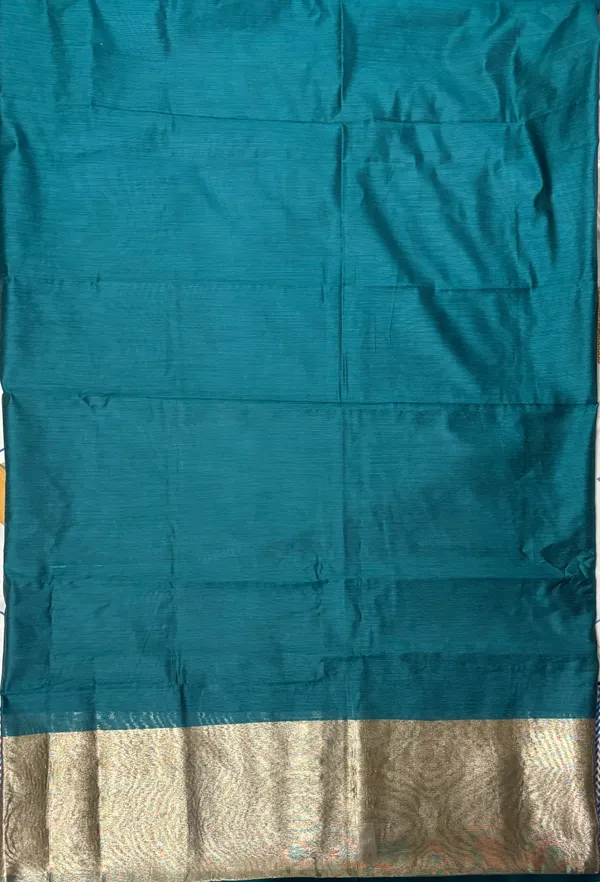 Teal_Blue_Cotton_Chanderi_Unstitched_Kurta_Set_For_Women