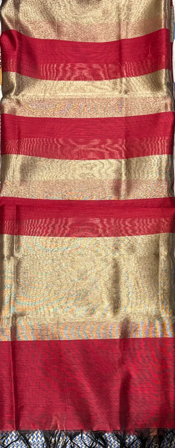 Cherry_Red_Cotton_Chanderi_Unstitched_Kurta_Set_For_Women