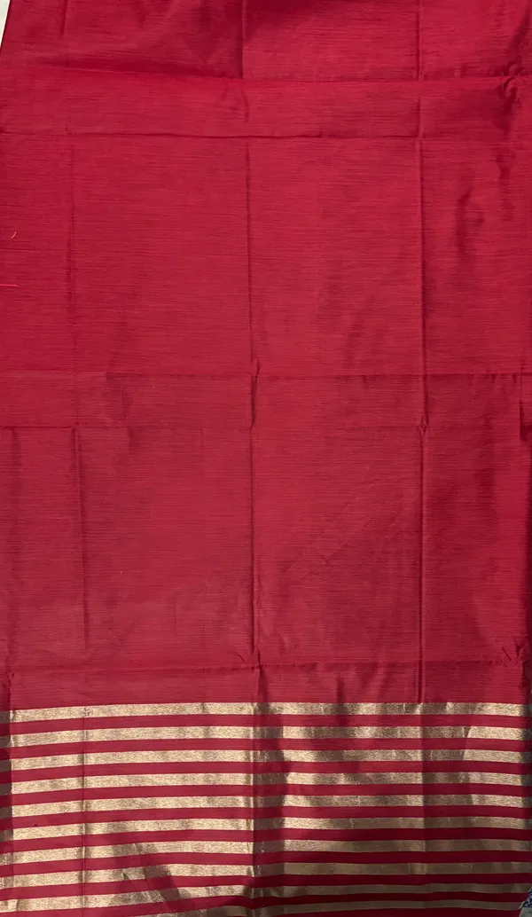 Cherry_Red_Cotton_Chanderi_Unstitched_Kurta_Set_For_Women