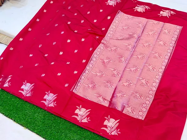 Ruby_Red_Art_Silk_Zari_Weave_Banarasi_Saree_For_Women