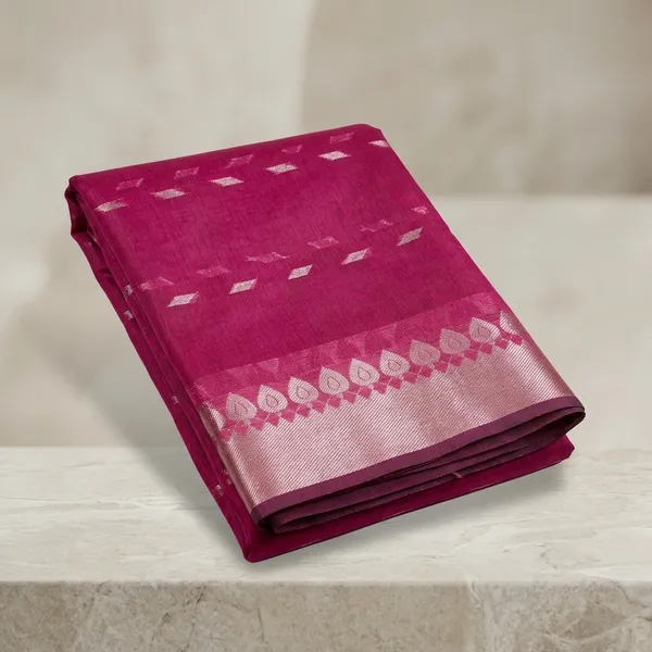 Magenta_Art_Chanderi_Silk_Zari_Border_Banarasi_Saree_For_Women