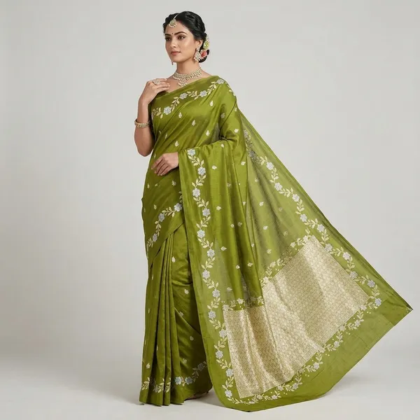 Parrot_Green_Art_Silk_Zari_Weave_Banarasi_Saree_For_Women