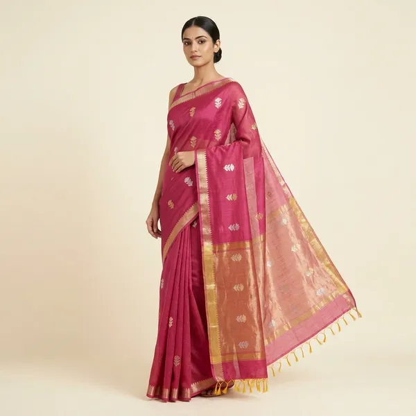 Peach_Art_Silk_Tissue_Pallu_Banarasi_Saree_For_Women
