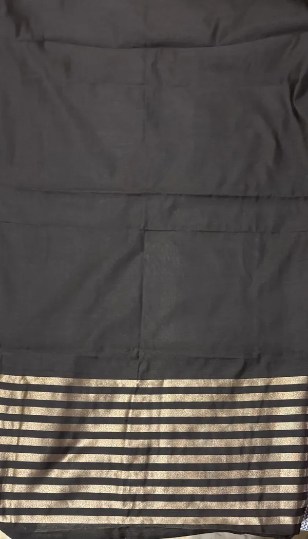 Black_Cotton_Chanderi_Unstitched_Kurta_Set_For_Women