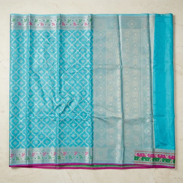 Ocean_Blue_Banarasi_Semi_Silk_Zig_Zag_Woven_Saree_For_Women