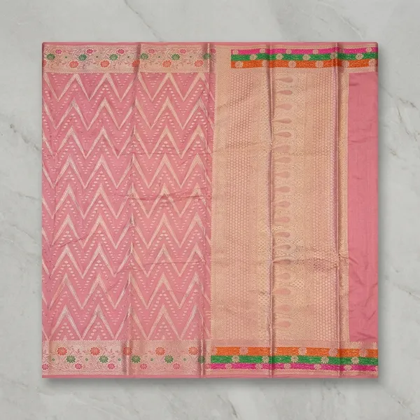 Plush_Peach_Banarasi_Semi_Silk_Zig_Zag_Woven_Saree_For_Women