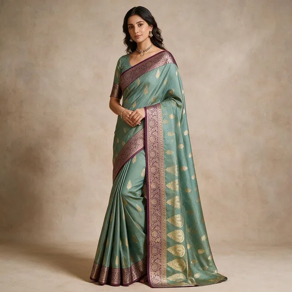 Sea_Green_Banarasi_Kataan_Semi_Silk_Saree_Weaved_with_traditional_Butti_motifs_all_over_saree