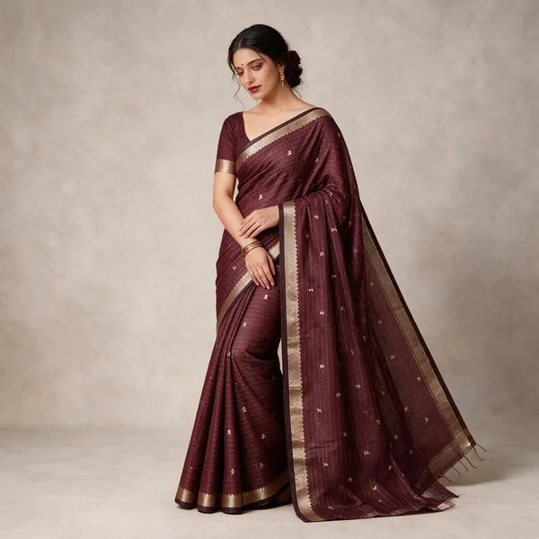 Strawberry_Red_Green_Banarasi_Cotton_Silk_Saree_Small_Double_Butti