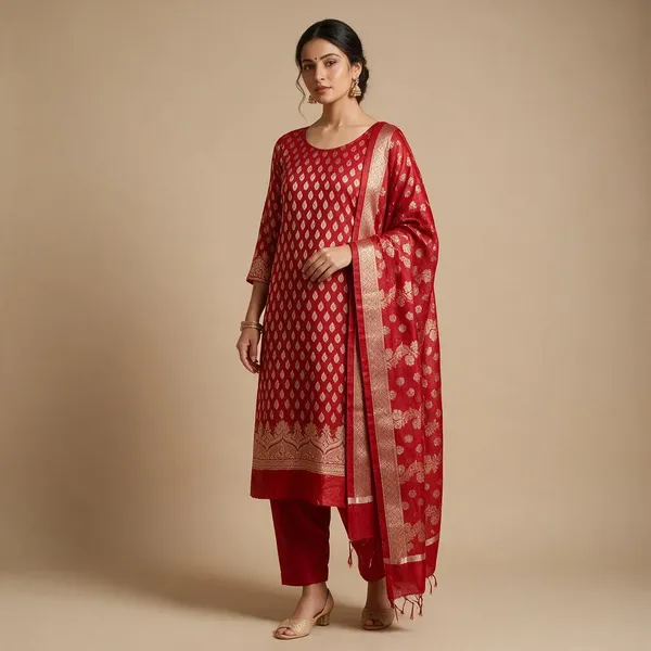 Bright_Red_Banarasi_Masrice_Cotton_Silk_Suit