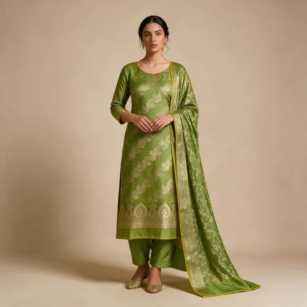 Leafy_Green_Banarasi_Masrice_Cotton_Silk_Suit