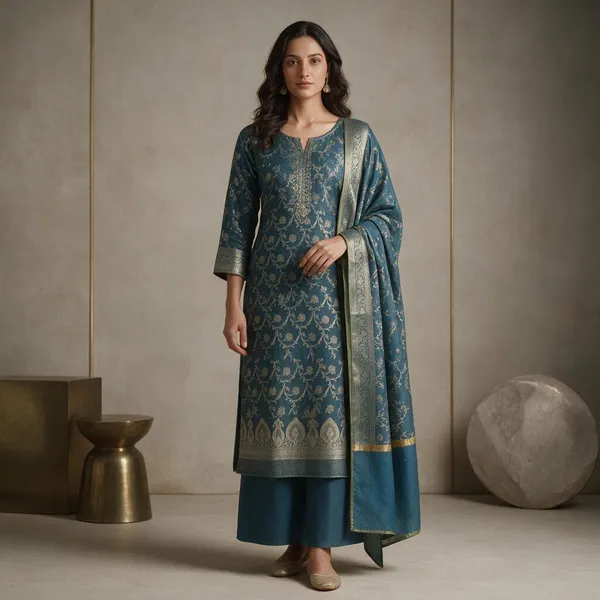 Peacock_Teal_Blue_Banarasi_Masrice_Cotton_Silk_Suit