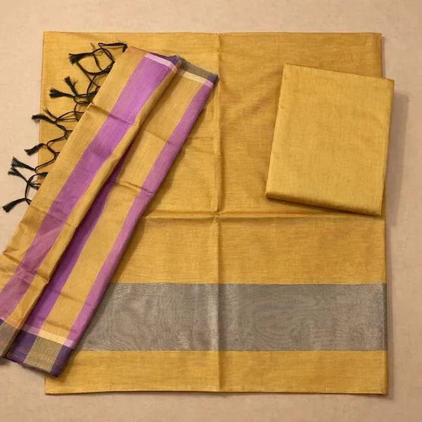 Yellow_Pink_Cotton_Chanderi_Unstitched_Kurta_Set_For_Women
