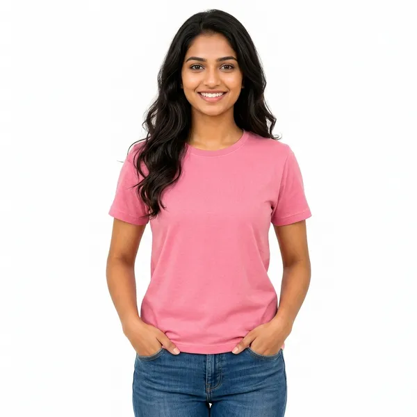 Teenout_Round_Neck_Pink_color_100%_fully_combed_cotton_for_Woman