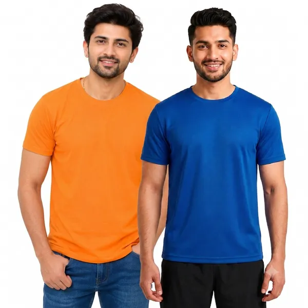 Teenout_Micro_Polyester_Round_Neck_T-Shirt_Combo_(Blue_&_Orange)