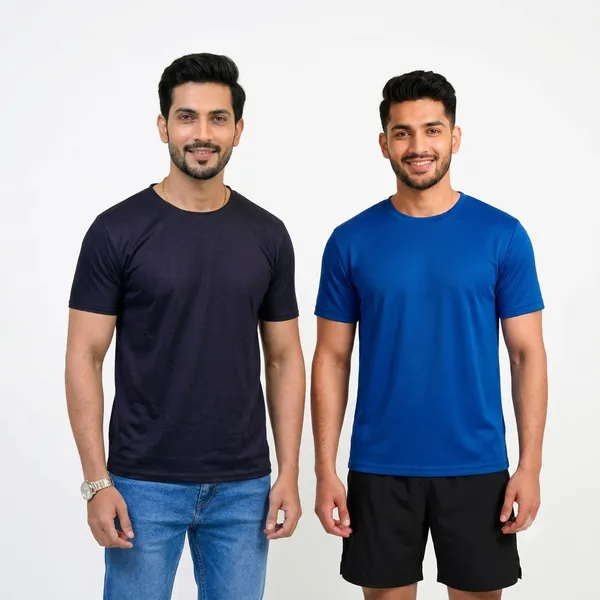 Teenout_Micro_Polyester_Round_Neck_T-Shirt_Combo_(Blue_&_Black)