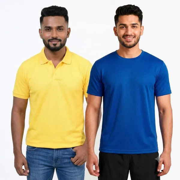 Teenout_Micro_Polyester_Polo_&_Round_Neck_Combo_(Blue_&_Yellow)