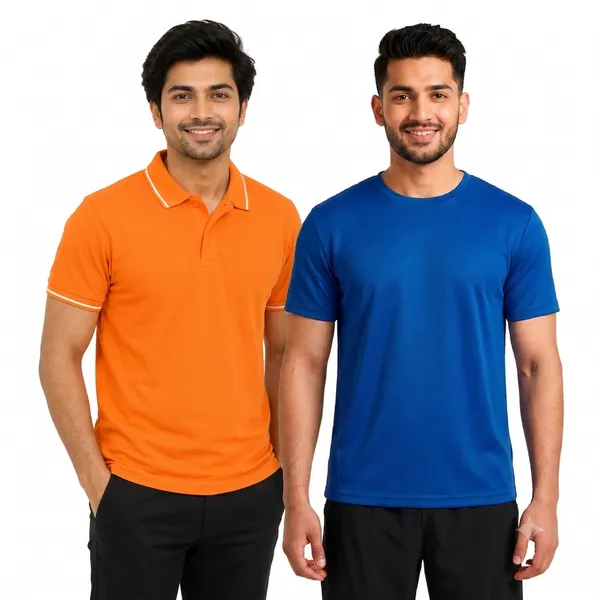 Teenout_Micro_Polyester_Polo_&_Round_Neck_Combo_(Blue_&_Orange)