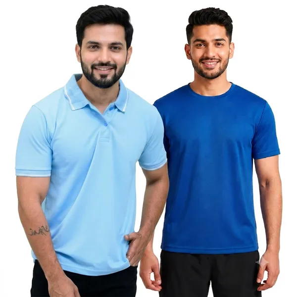 Teenout_Micro_Polyester_Polo_&_Round_Neck_Combo_(Blue_&_Light_Blue)