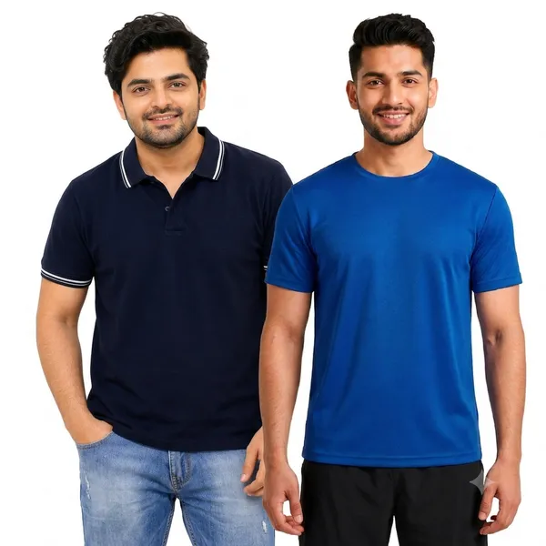 Teenout_Micro_Polyester_Polo_&_Round_Neck_Combo_(Blue_&_Black)