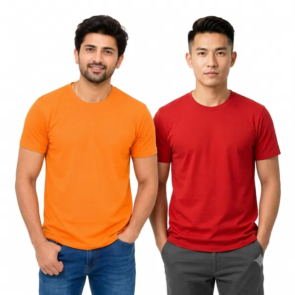 Teenout_Micro_Polyester_Round_Neck_T-Shirt_Combo_(Red_&_Orange)