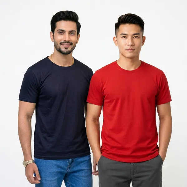 Teenout_Micro_Polyester_Round_Neck_T-Shirt_Combo_(Red_&_Black)