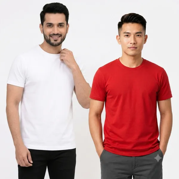 Teenout_Micro_Polyester_Round_Neck_T-Shirt_Combo_(Red_&_White)