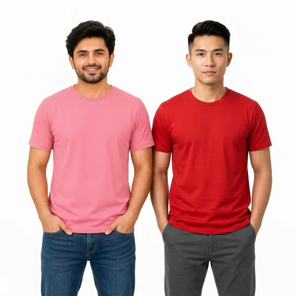 Teenout_Micro_Polyester_Round_Neck_T-Shirt_Combo_(Red_&_Pink)