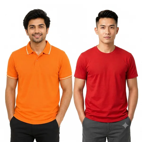 Teenout_Micro_Polyester_Polo_&_Round_Neck_Combo_(Red_&_Orange)