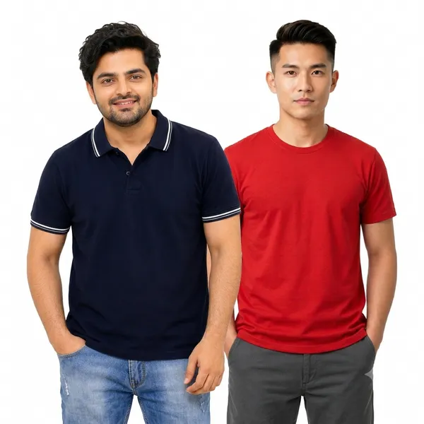 Teenout_Micro_Polyester_Polo_&_Round_Neck_Combo_(Red_&_Black)