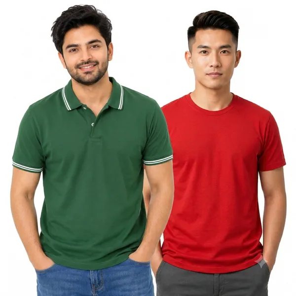 Teenout_Micro_Polyester_Polo_&_Round_Neck_Combo_(Red_&_Green)
