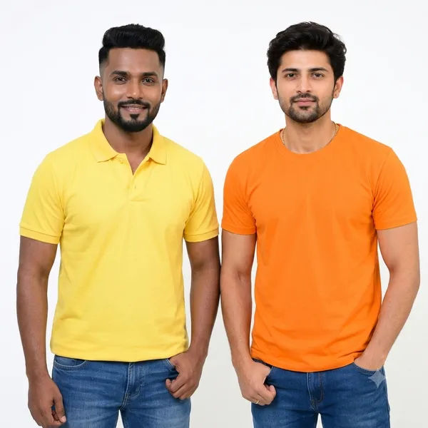 Teenout_Micro_Polyester_Polo_&_Round_Neck_Combo_(Orange_&_Yellow)