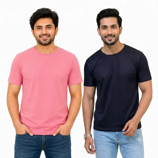 Teenout_Micro_Polyester_Round_Neck_T-Shirt_Combo_(Black_&_Pink)