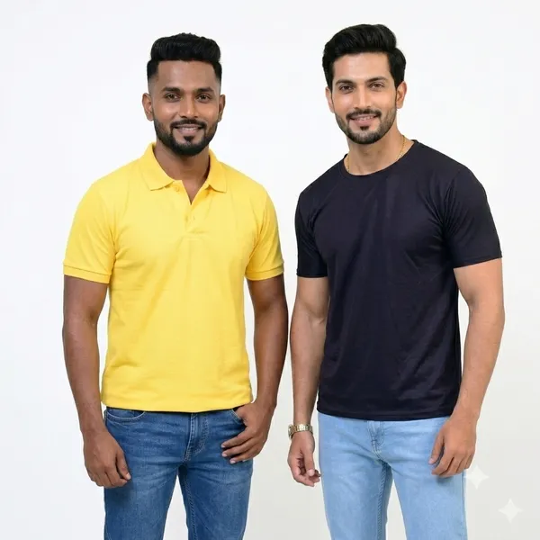 Teenout_Micro_Polyester_Polo_&_Round_Neck_Combo_(Black_&_Yellow)