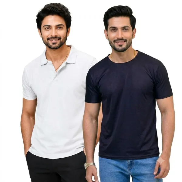 Teenout_Micro_Polyester_Polo_&_Round_Neck_Combo_(Black_&_White)