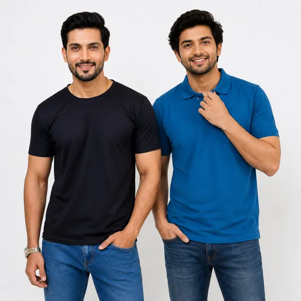 Teenout_Micro_Polyester_Polo_&_Round_Neck_Combo_(Black_&_Blue)