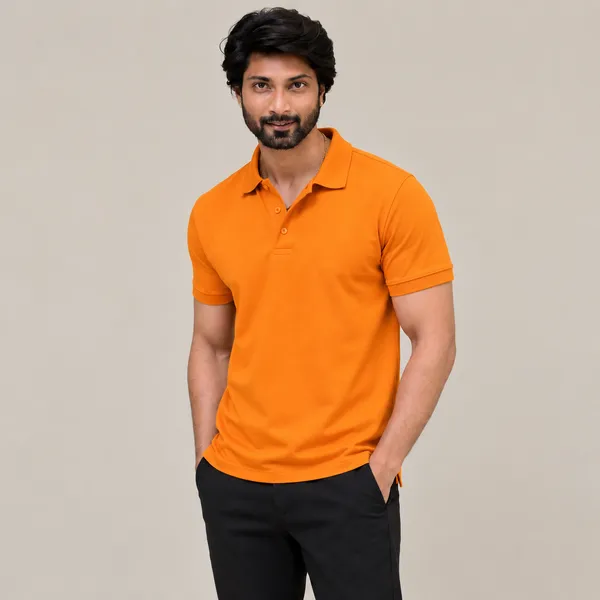 Teenout_Orange_Badminton_Polo_For_Men