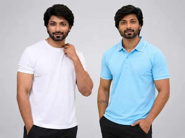 TeenOut_Cool_and_Dri-Fit_Office_Wear_Round_Neck_And_Polo_Solid_T-Shirt_For_Men_Pack_Of_2