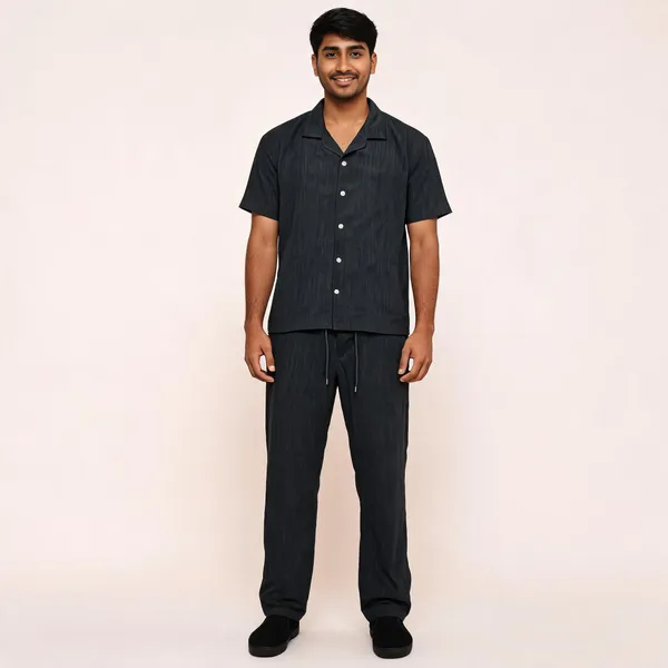 Black_Textured_Relaxed_Fit_Shirt_And_Trousers_Co-Ord_Set_For_Men