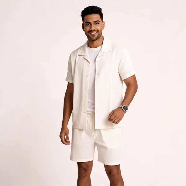 Ivory_Relaxed_Fit_Shirt_And_Shorts_Co-Ord_Set_For_Men
