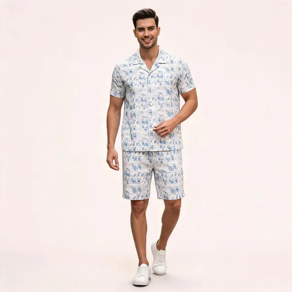 Light_Blue_Abstract_Printed_Relaxed_Fit_Shirt_And_Shorts_Co-Ord_Set_For_Men