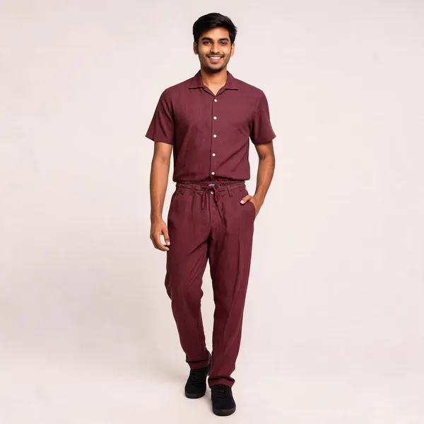 Maroon_Relaxed_Fit_Shirt_And_Trousers_Co-Ord_Set_For_Men