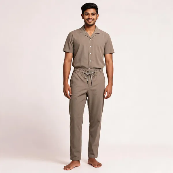 Taupe_Relaxed_Fit_Shirt_And_Trousers_Co-Ord_Set_For_Men