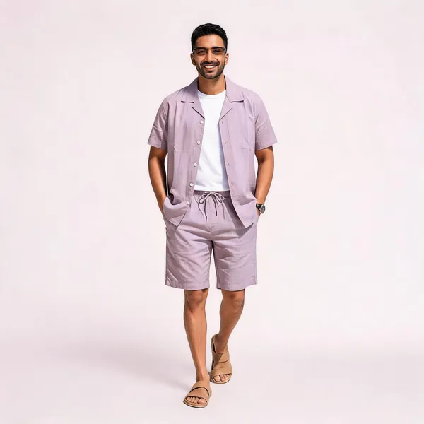Mauve_Relaxed_Fit_Shirt_And_Shorts_Co-Ord_Set_For_Men