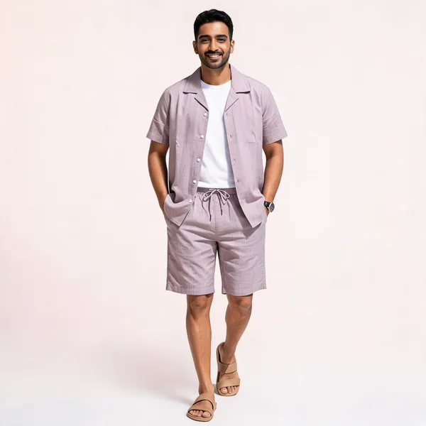 Mauve_Relaxed_Fit_Shirt_And_Shorts_Co-Ord_Set_For_Men